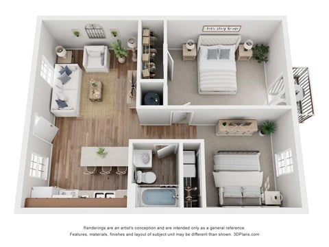 Floor plan for 2 beds, 1 bath, 842 sqft